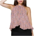 thumbnail image 2 of Ichuanyi Halter Flowy Tops for Women Summer Striped Sleeveless Shirts Blouse Casual Tank Tops Ruffle Hem Tops for Juniors, 2 of 6