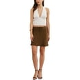 thumbnail image 2 of INSPIRE CHIC Drawstring Satin Mini Skirt for Women High Waist Casual A-Line Flared Flowy Silk Skater Short Skirts L Brown, 2 of 6