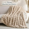 thumbnail image 4 of Faux Fur Throw Blanket for Couch – Linen Fluffy Cozy Rabbit Fleece, Plush Soft Bubble Blanket for Sofa & Bed, for Mom, Warm Fuzzy Home Room Decor Throw 50" x 60", 4 of 8