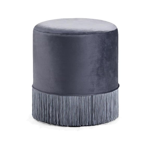 Pemberly Row Modern / Contemporary Velvet Ottoman/Stool in Gray