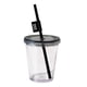 thumbnail image 3 of Vaso transparente con tapa y pajita Vasos transparentes para mascotas Vaso de agua transparente fácil de llenar Negro, 3 of 9