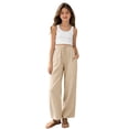 thumbnail image 6 of Posijego Teens Girls Wide Leg Pants Drawstring High Waisted Cotton Linen Pants Summer Beach Vacation Palazzo Pants with Pockets, 6 of 9