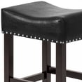 thumbnail image 3 of Best Choice Products Set of 2 Backless Faux Leather Upholstered 26in Counter Stools w/ Silver Nailhead Trim - Black, 3 of 5