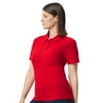 thumbnail image 3 of Gildan Softstyle Women's Pique Polo, 100 Cotton Comfortable Short Sleeve Shirt, Cherry Red, Sizes S-2XL, 3 of 5
