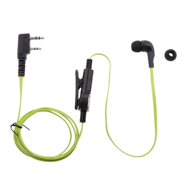 Auricular en oreja perfecl plano de micrófono para radio verde