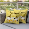 thumbnail image 4 of Bee Happy Pillow Covers 2 Pack Dwarfs Daisy Honey Farmhouse Yellow Plaid Pillowcase Waterproof Outdoor Throw Pillow Cover for Patio Garden Square Cushion 18”x18”, 4 of 9