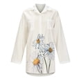 thumbnail image 7 of Bathing Suit Cover Up Women Swimsuit Dress Bikini Beach Tunic Top Crochet Women's Summer Casual Turn-down Collar Long Sleeve Printed Smock Buttons With Pocket Shirt Dresses White S, 7 of 7