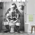 thumbnail image 3 of Funny Cool Santa Claus Shower Curtain, Funcy Father Christmas Reading Newspaper on Toilet Shower Curtains Set, Black and White Bath Curtains, Farmhouse Mens Bathroom Curtain with Hooks 70X84in, 3 of 6