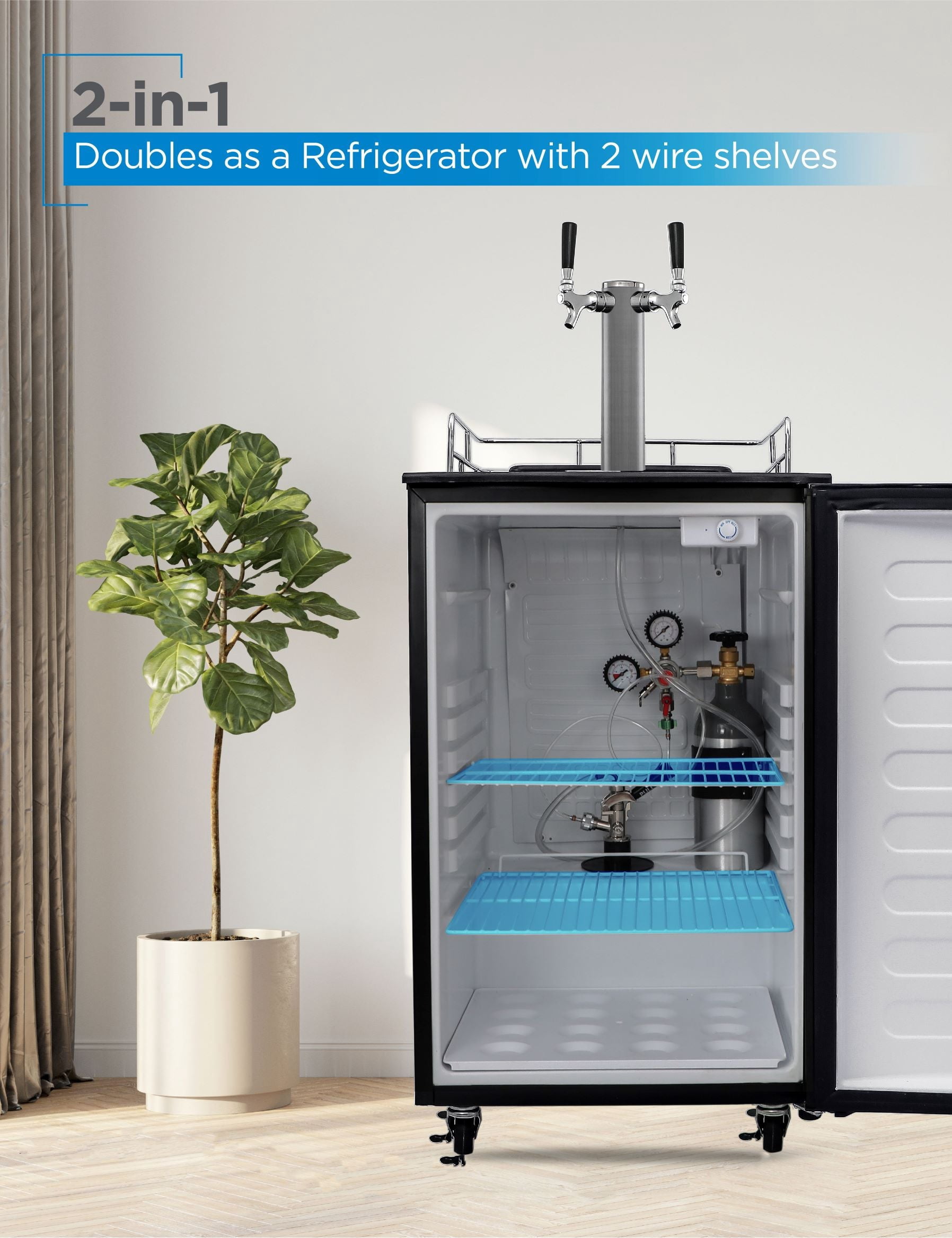 BLACK+DECKER 6.1 cu. ft. Dual Tap Freestanding Kegerator with Adjustable Temperature