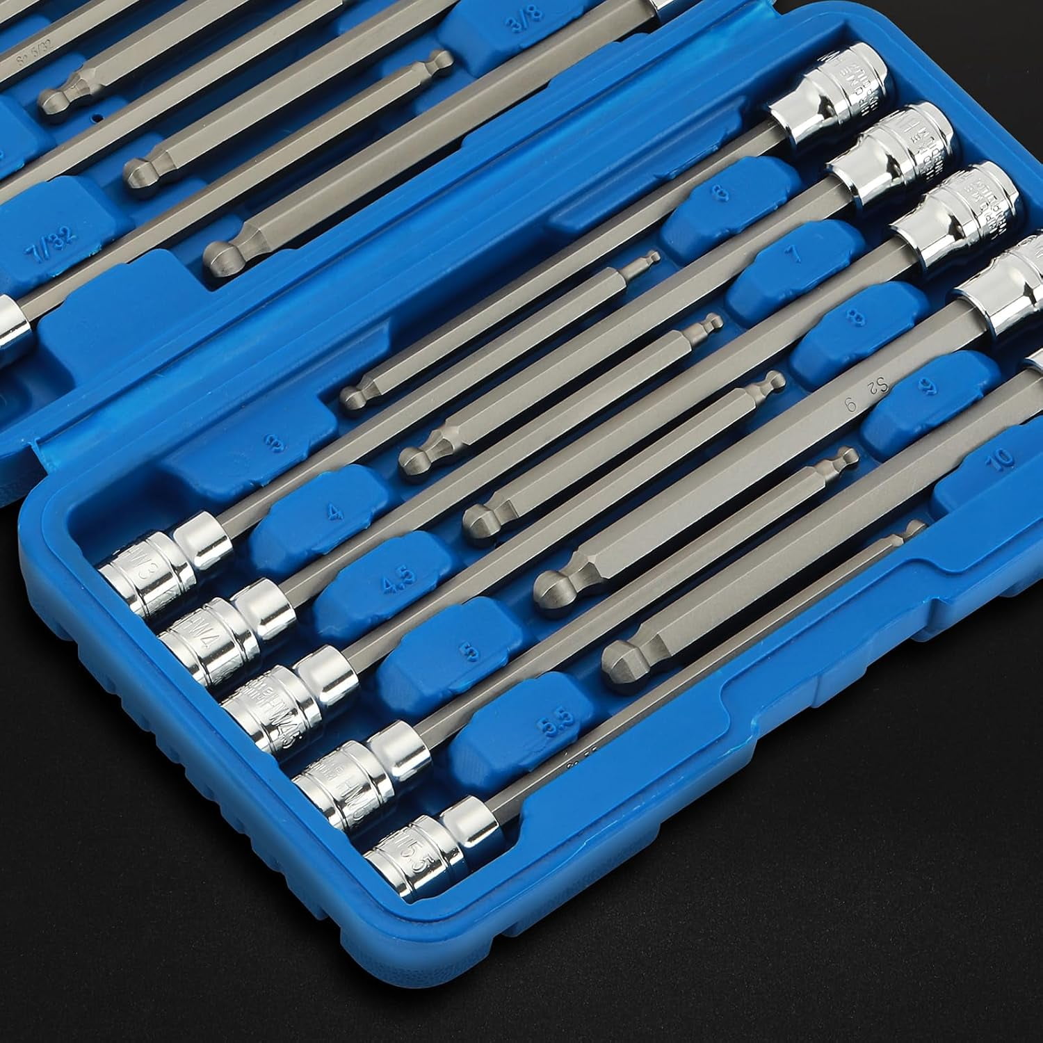 Mayouko Pro 3/8" Drive Extra Long Ball-End Hex Bit Socket Set, 1/8"-3/8", 3-10mm, SAE&Metric, 5.9 Inch Length