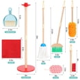 thumbnail image 3 of Set de limpieza WHOHOLL Kid, escoba de madera para niños pequeños, 9 unidades con soporte, 3 of 7