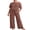05-C-Brown, variant on JWD Women's 2 Piece Pajama Set Off-Shoulder Short Sleeve Top And Wide Leg Lounge Pants Soft Cozy Sleepwear Loungewear Light Gray L