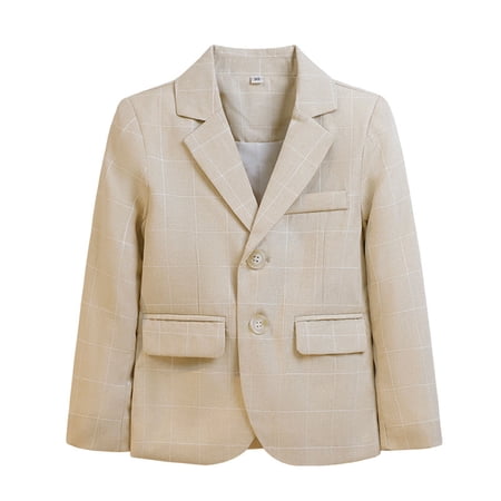 Efsteb Fall Fashion Boys Fashion Blazers Casual Jackets Coat Comfy Lapel Button Formal Blazers Jackets (Khaki 5-6 Years)