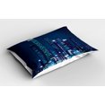 thumbnail image 2 of Ambesonne Urban Pillow Sham 2 Pack, Night View of Metropolis, 36"x20", Dark Blue, 2 of 3