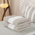 thumbnail image 5 of Castle Fairy Retro Thin Vertical Stripe Zipper Twin Comforter Sets with Fitted Sheet and 2 Pillowcases,Abstract Wide Band Zipper Bedding Set,Taupe White,Reversible, 5 of 5