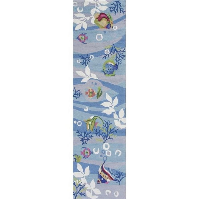 HomeRoots 353708 2 ft. x 7 ft. 6 in. Runner Polyester Blue Area Rug