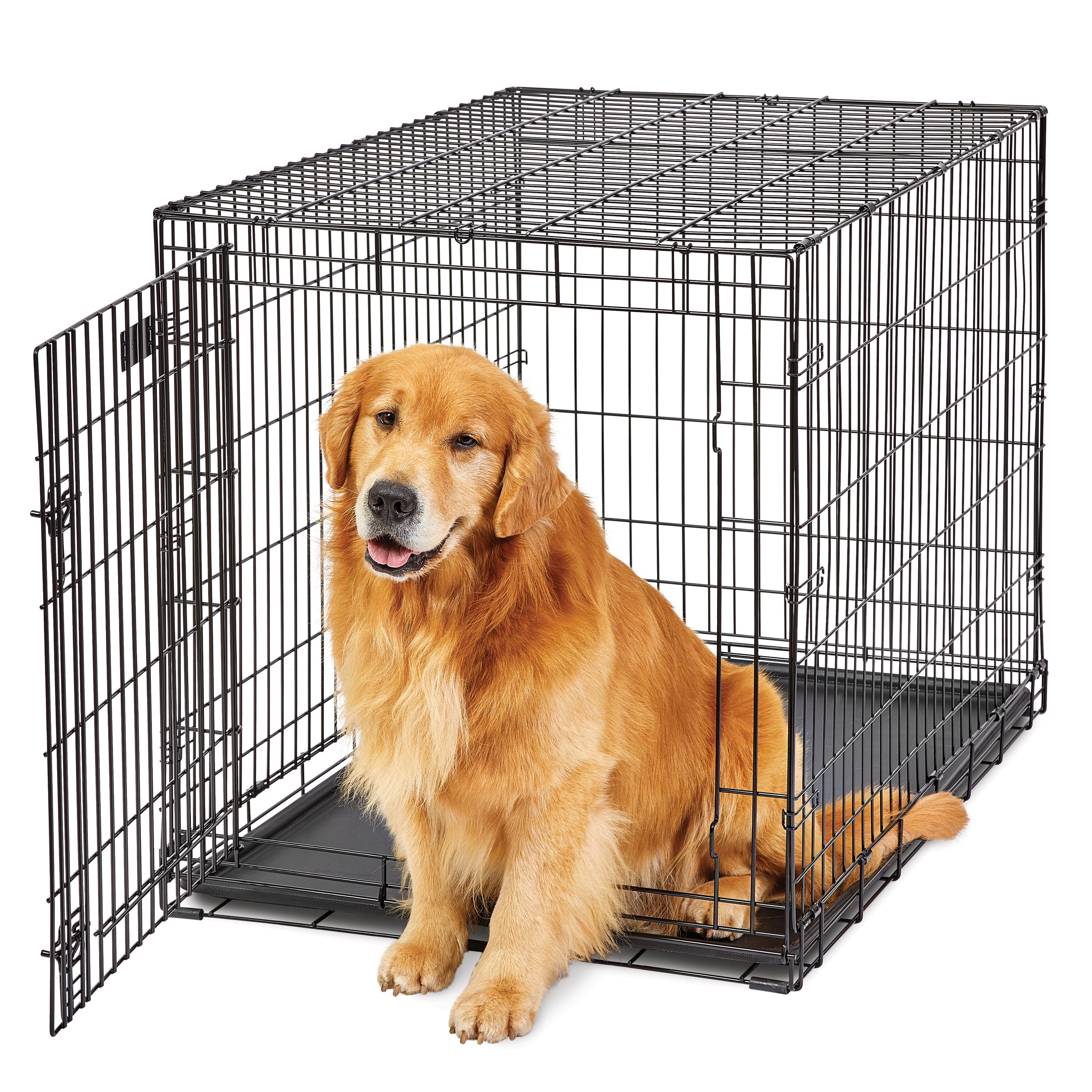 MidWest Homes for Pets 42-inch LifeStages Crate for Large Breeds 71-90 lbs Single Door Folding Dog Crate with Divider Panel Leak-Proof Tray & Secure Latch