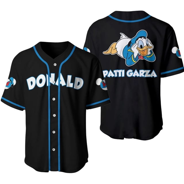 Maillot de Baseball Personnalisé Donald Duck Disney Imprimé Intégral 3d Rayé Mode Été Chemise Hommes Femmes