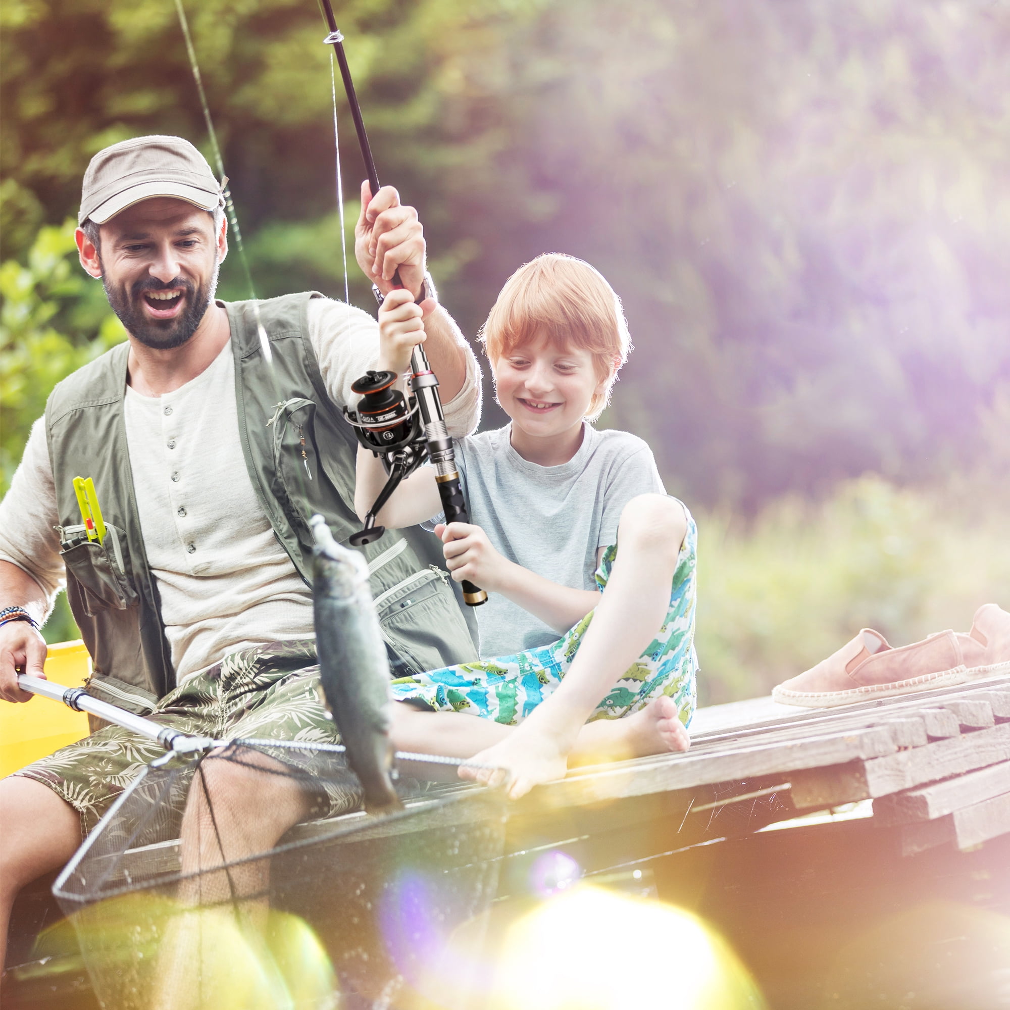Fishing Rod and Reel Combo 7ft Ambidextrous, Portable Fishing Pole Kit with Spinning Reel, Lures, Line, Carrier Bag for Adult Teens Beginner