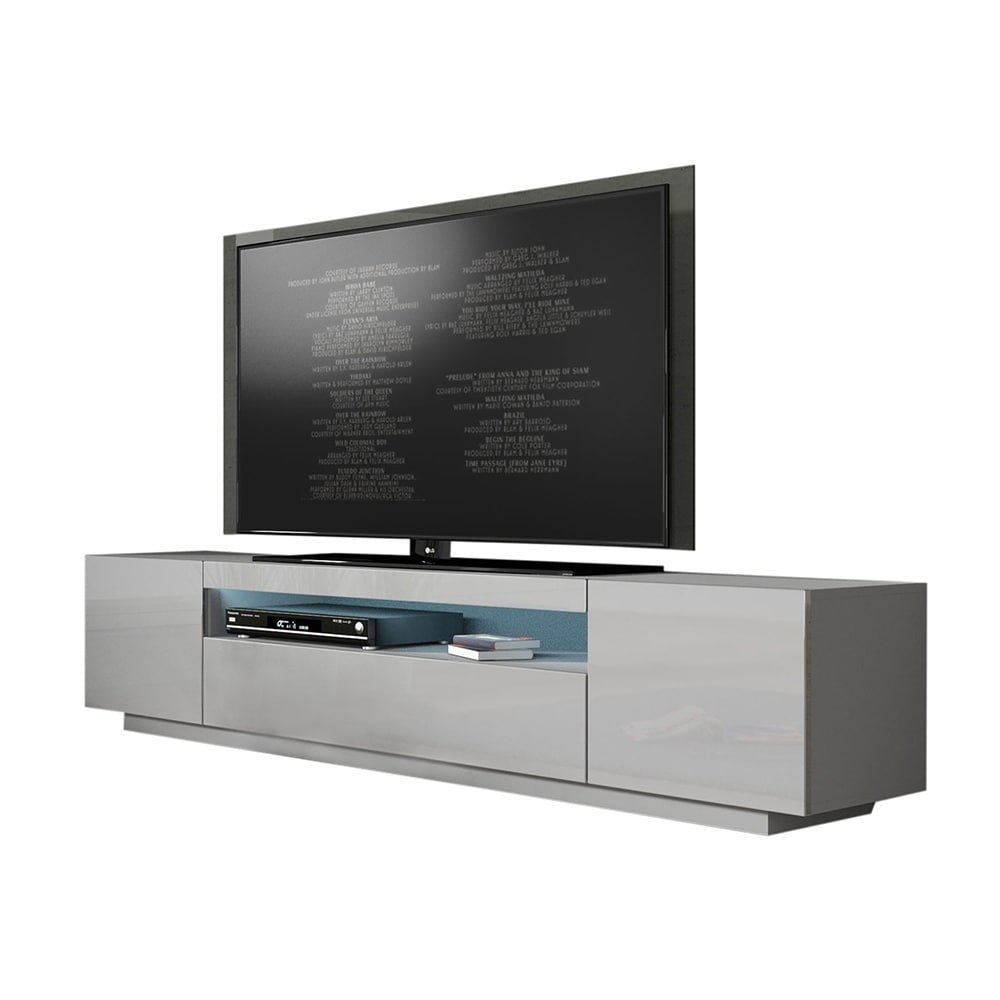 Meble Furniture & Rugs Miami 200 Modern 79" TV Stand High Gloss Fronts