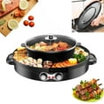 thumbnail image 6 of Miumaeov 2 in 1 Electric Hot Pot Grill Portable Double Separation Independent Temperature Control BBQ Pot for 5-8 People 110V 2200W Black, 6 of 16