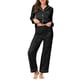 thumbnail image 1 of Conjuntos de pijama de satén para mujer INSPIRE CHIC, camisetas de manga larga y pantalones, 2 piezas, ropa de casa, L, negro, 1 of 6