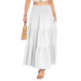 thumbnail image 3 of Women's Tiered Layered Smock High Stretch A-Line Flowy Long Maxi Skirt with Pockets, 3 of 8