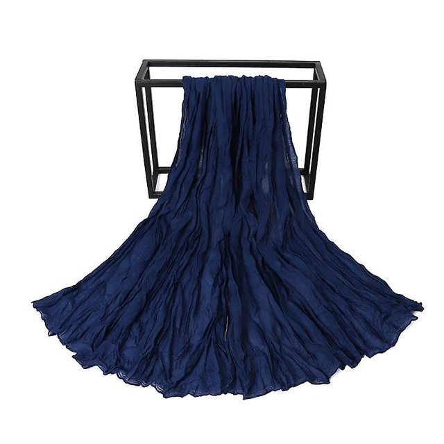 Bufanda arrugada de Color sólido caramelo, pa?uelo plisado de lino y algodón, musulmán para mujer, chales, pa?uelo para la cabeza LingWen 8390612770555
