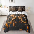 thumbnail image 2 of YST Gamer Bed in a Bag 7 Piece Bedding Set, Modern Abstract Plaid, 100% Polyester Microfiber, Orange Geometry Honeycomb Print, Full Size, 2 of 5