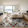 thumbnail image 3 of ODIKA 9'x12' Washable Area Rug Non-Shedding, Easy Care Vintage Roses Ornate Scroll Border Semicircle Cookies Circle Semi Refined for Master Suite, California King, Under Bed, 3 of 7
