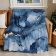 thumbnail image 4 of Navy Blue and Gold Marble Texture Throw Blankets, Abstract Lines Soft Fleece Blanket Decorative for Home Sofa Couch Chair Living Bedroom, 30x40 Inches,, 4 of 9