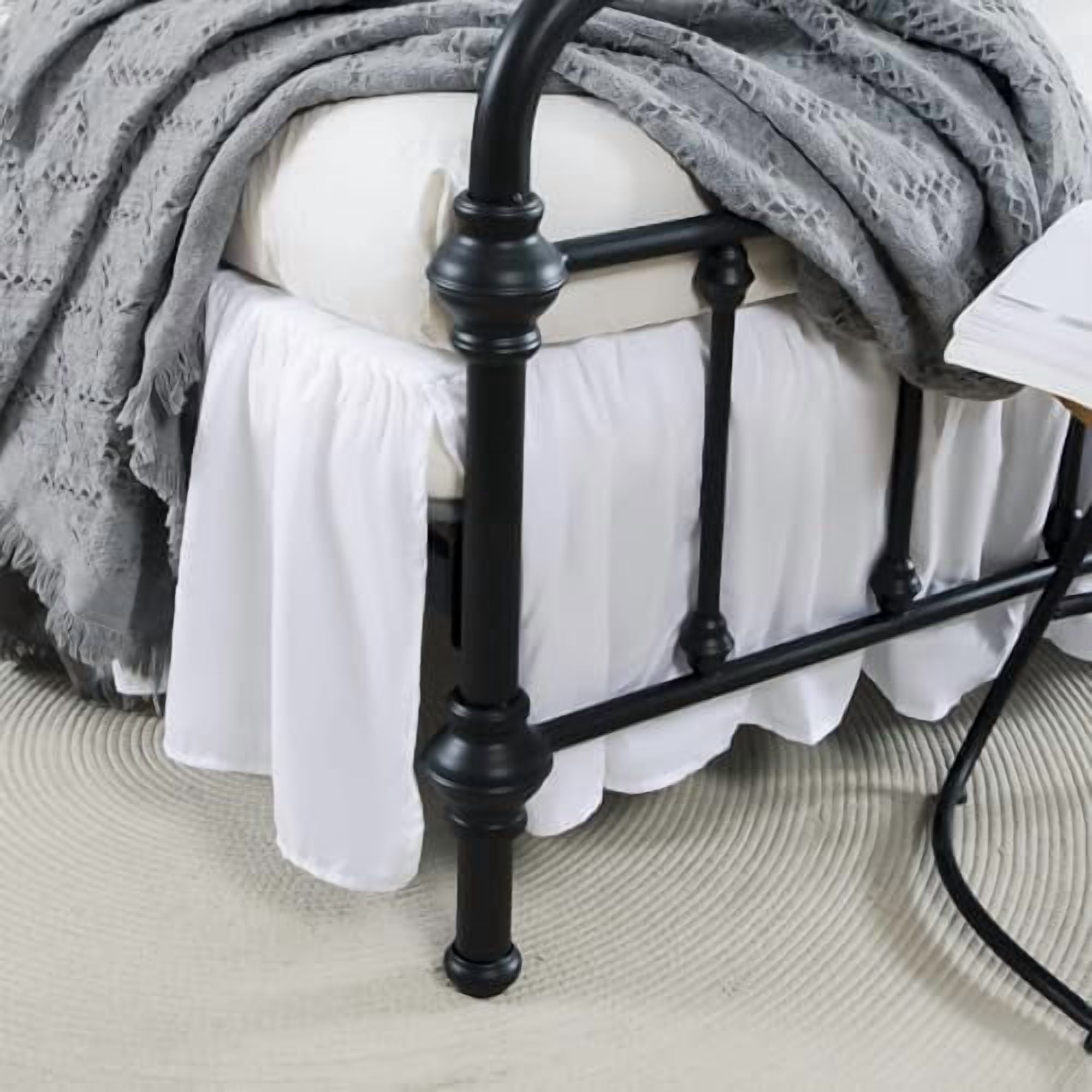 Bed Skirt King Size Ruffled Bed Skirts with Split Corners,16 Inch Drop Dust Ruffle Bed Skirt with Platform, White, King - 16" Drop