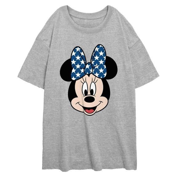 Juniors Minnie Mouse Blue Bow and Stars T Shirt
