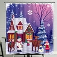 thumbnail image 1 of Charming Christmas Shower Curtain Whimsical Winter with Snowman & Reindeer Festive Holiday Decor, 1 of 5