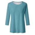 thumbnail image 4 of DHFJKG 3/4 Sleeve T Shirt Women Casual Crewneck Solid Color Spring Summer Top Soft Comfort Stretch Fit Daily Wear Basic Tee, 4 of 5