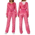 thumbnail image 2 of Abrigo corto para mujer Sunloudy, tops de manga larga con estampado de corazones con cremallera y bolsillos para primavera otoño, rojo, S/M/L Sunloudy S M L, 2 of 9