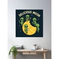 thumbnail image 2 of Delicious Moon – Alien Snack Time Poster Wall Art, Modern Wall Decor, 24x24 UNFRAMED, 2 of 3