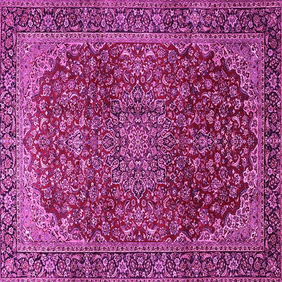 Ahgly Company Indoor Square Medallion Pink Traditional Area Rugs, 5' Square
