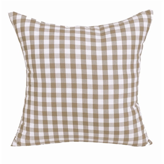 Brown and White Gingham Throw Pillow Cover, for Sofa, Couch, Bed and Living Room Decor