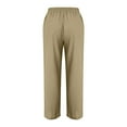 thumbnail image 4 of leijia Womens Casual Linen High Waist Pants Drawstring Loose Fit Summer Pants Trousers with Side Pockets, 4 of 5