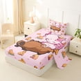 thumbnail image 2 of Erosebridal Pink Axolotl Brown Capybara Twin Sheet Sets For Kids,Cute Animals Bedding For Capybara Lovers 3-Piece, 2 of 6