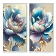 thumbnail image 2 of Designart "Icy Blue and Purple Watercolor Blossom I" Floral Framed Wall Art Set Of 2 - Blue Floral Gallery Wall Frame Set For Home Decor, 2 of 7