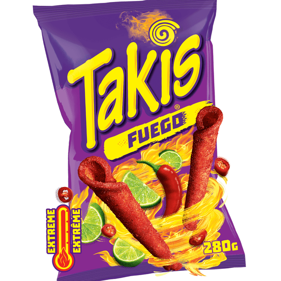 Takis® Fuego Spicy Chili Pepper and Lime Rolled Tortilla Chips, 280 g