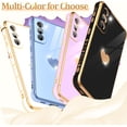 thumbnail image 4 of Compatible with Samsung Galaxy S21 Case with HD Screen Protector Shockproof Protection, Love Heart Plating Girly Women Cute Soft TPU Luxury Elegant Case for Galaxy S21 5G, Blue, 4 of 12