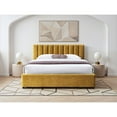 thumbnail image 4 of Omax Decor Jaxon Fabric Upholstered Platform Queen Bed in Gold, 4 of 7