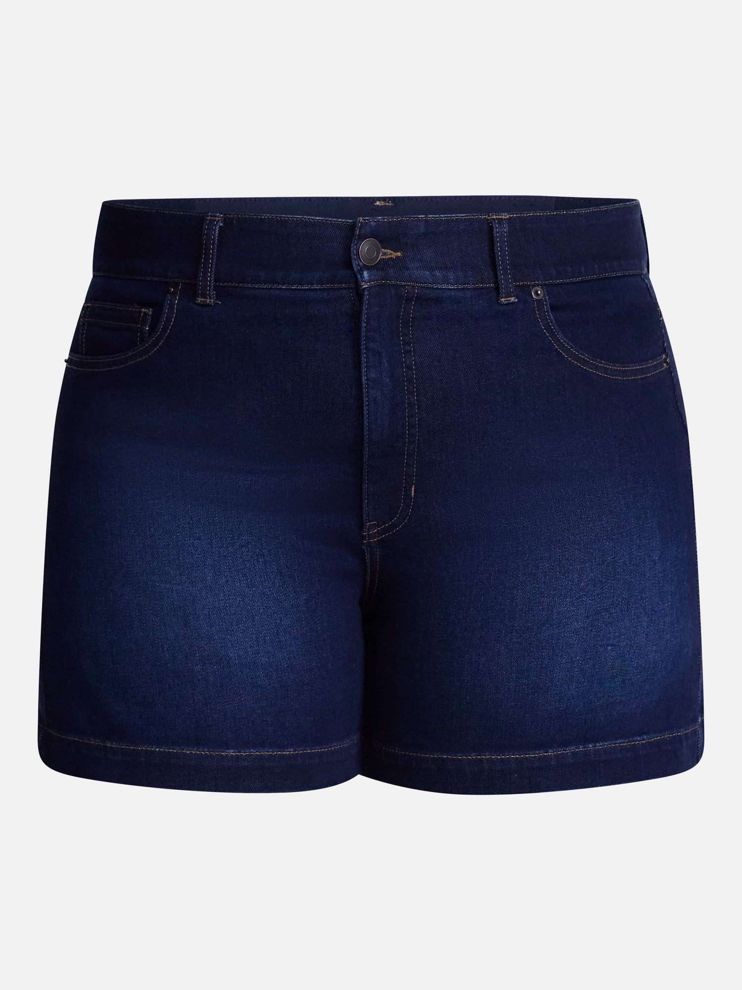 Terra & Sky Women's High Rise A Line Denim Shorts, 5" Inseam, Sizes 16W-26W