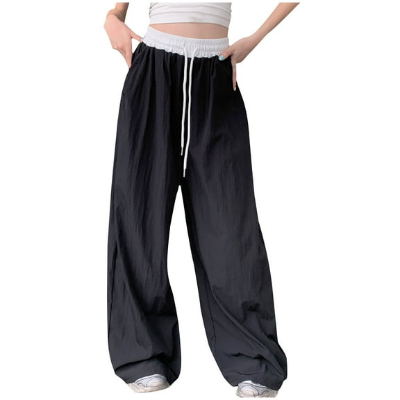 Quinlirra Wide Leg Sweatpants Women Womens Casual Contrasting Loose Hanging Sensation Quick Drying And Tight Waist Straight Leg Pants