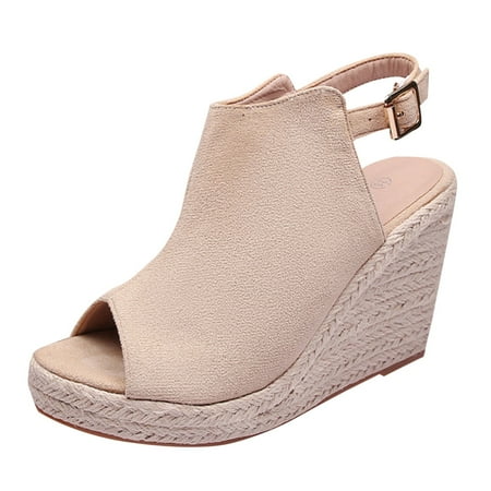 

CBGELRT Womens Sandals Beige Sunflower Sandals for Women Fashion Shoes Sandals Zapatillas Casual Walking Style Wedges Heeled Sandals Summer Wedges Sandals Womens Cork Sandals