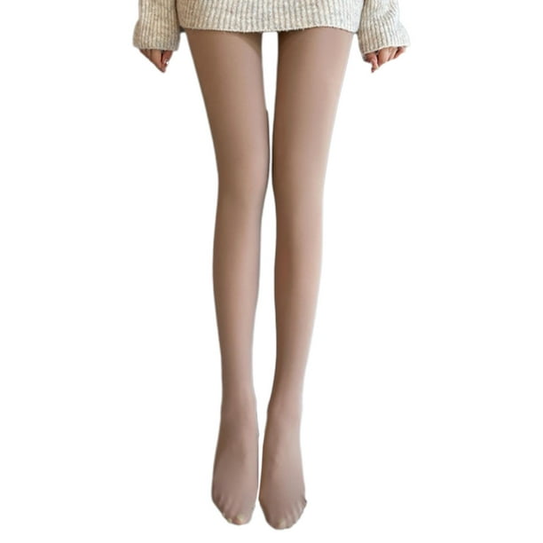 Fleece Leggings Solid Color Skin-through Pants Slim Stretch Women's Pants  Winter Outdoor Warmth Leggings 