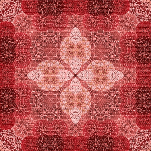 Ahgly Company Machine Washable Indoor Square Transitional Red Area Rugs, 8' Square